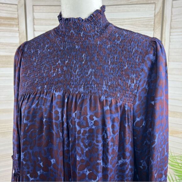 Karlie Smocked Shirred Babydoll Mini Dress Large - Picture 2 of 11